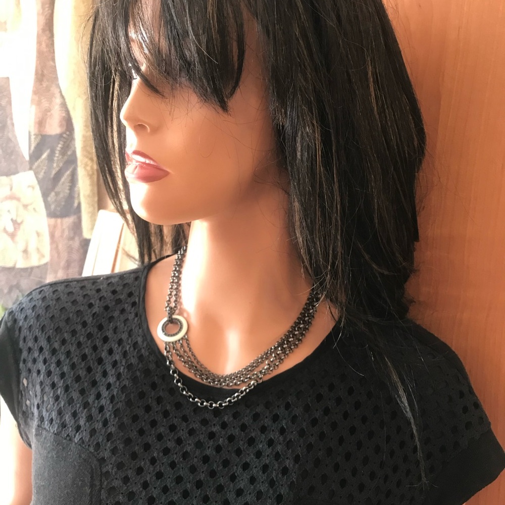 Givenchy Charcoal Silver Multi-Strand Necklace Wi… - image 3